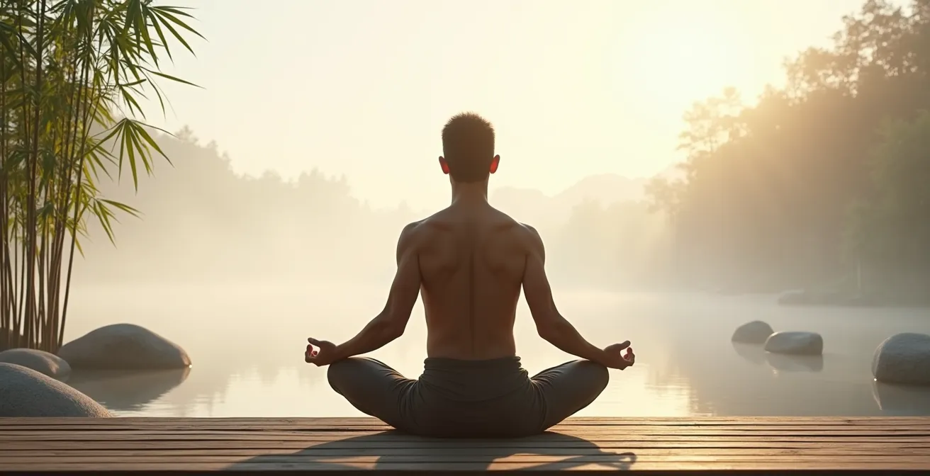 Personne en méditation dans un environnement naturel apaisant